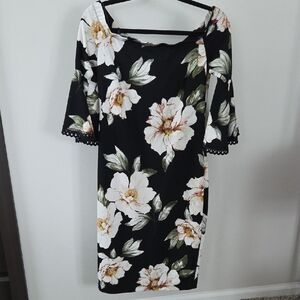 Premier Black Floral Long Sleeve Dress